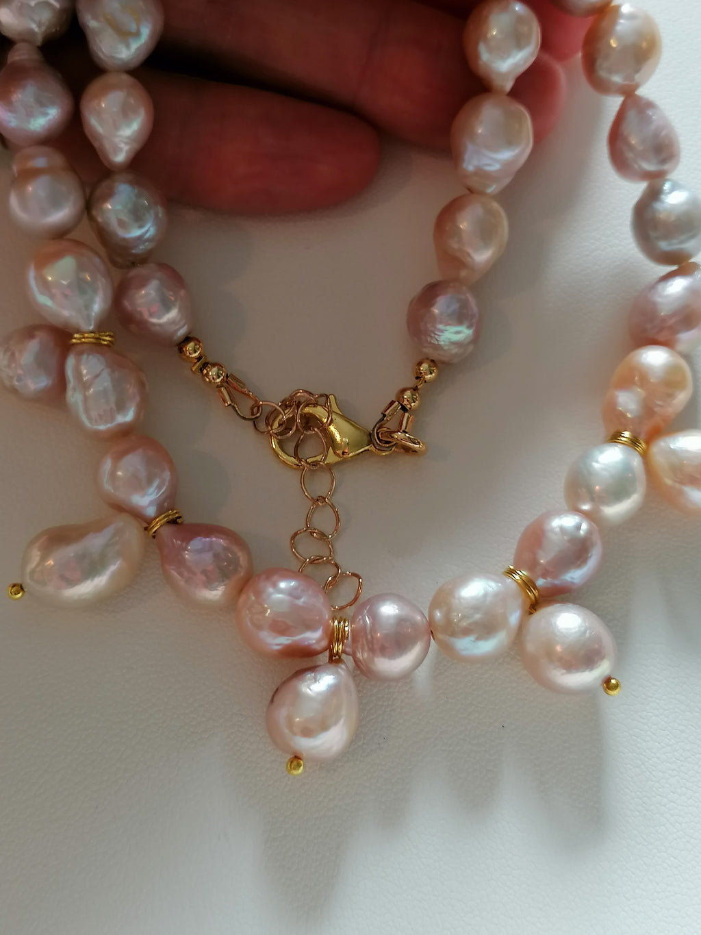 Pastel Cultured Freshwater Baroque Pearl Drop Necklace