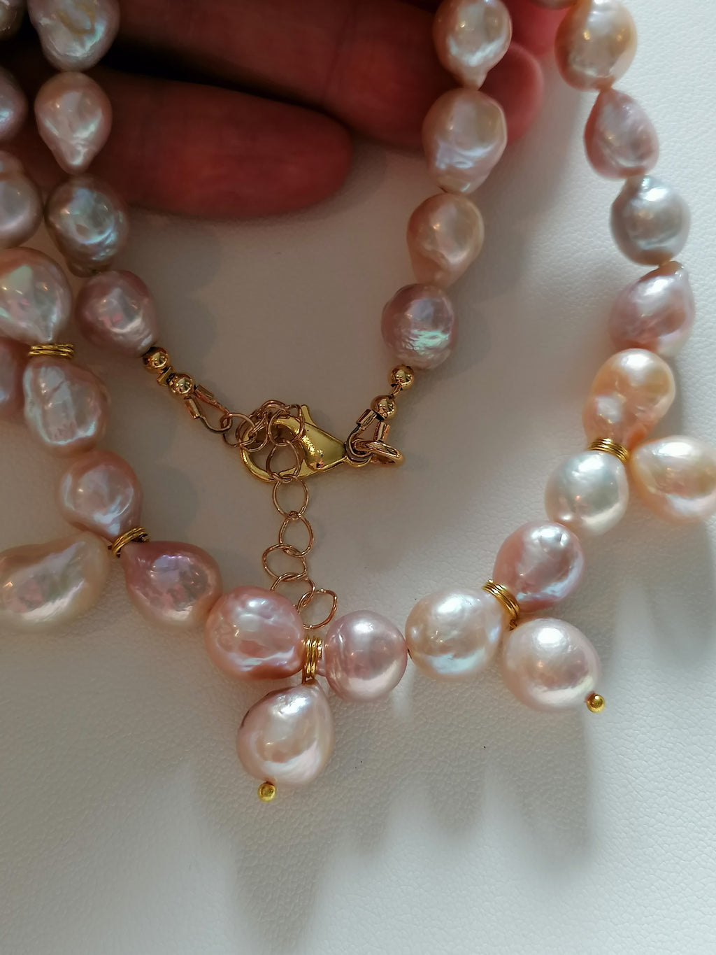 Pastel Cultured Freshwater Baroque Pearl Drop Necklace