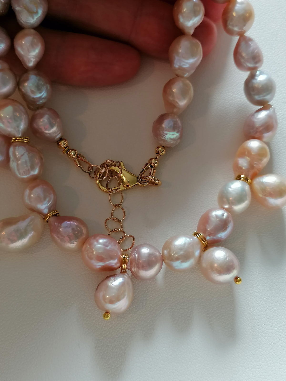 Pastel Cultured Freshwater Baroque Pearl Drop Necklace