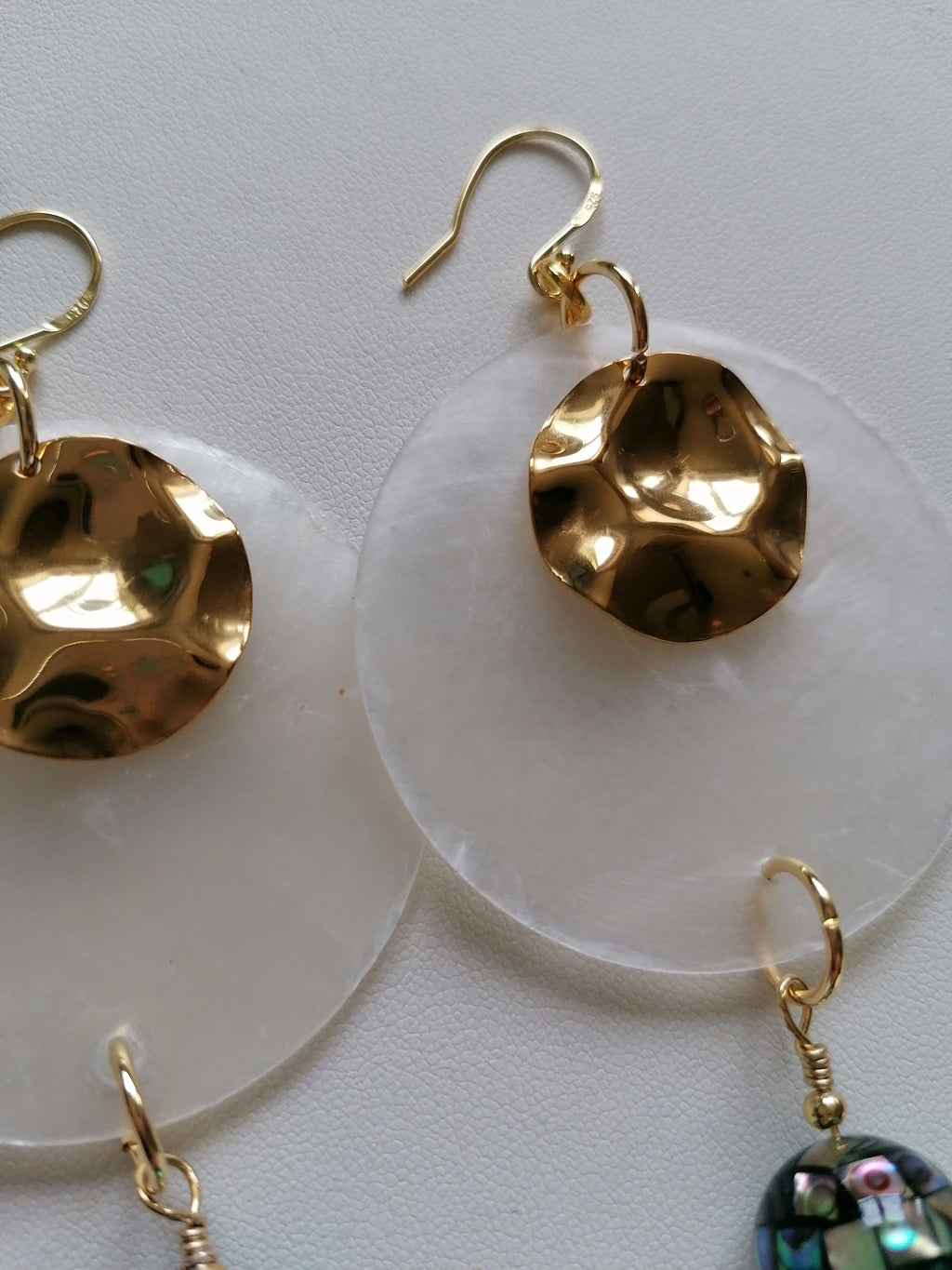 Capiz Shell & Abalone Mosaic Ball Statement Earrings – 24ct Gold Vermeil & 925 Sterling Silver