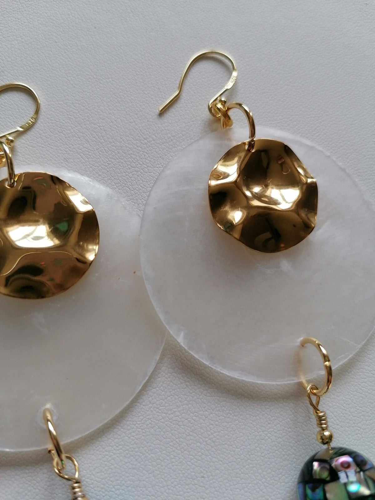 Capiz Shell & Abalone Mosaic Ball Statement Earrings – 24ct Gold Vermeil & 925 Sterling Silver