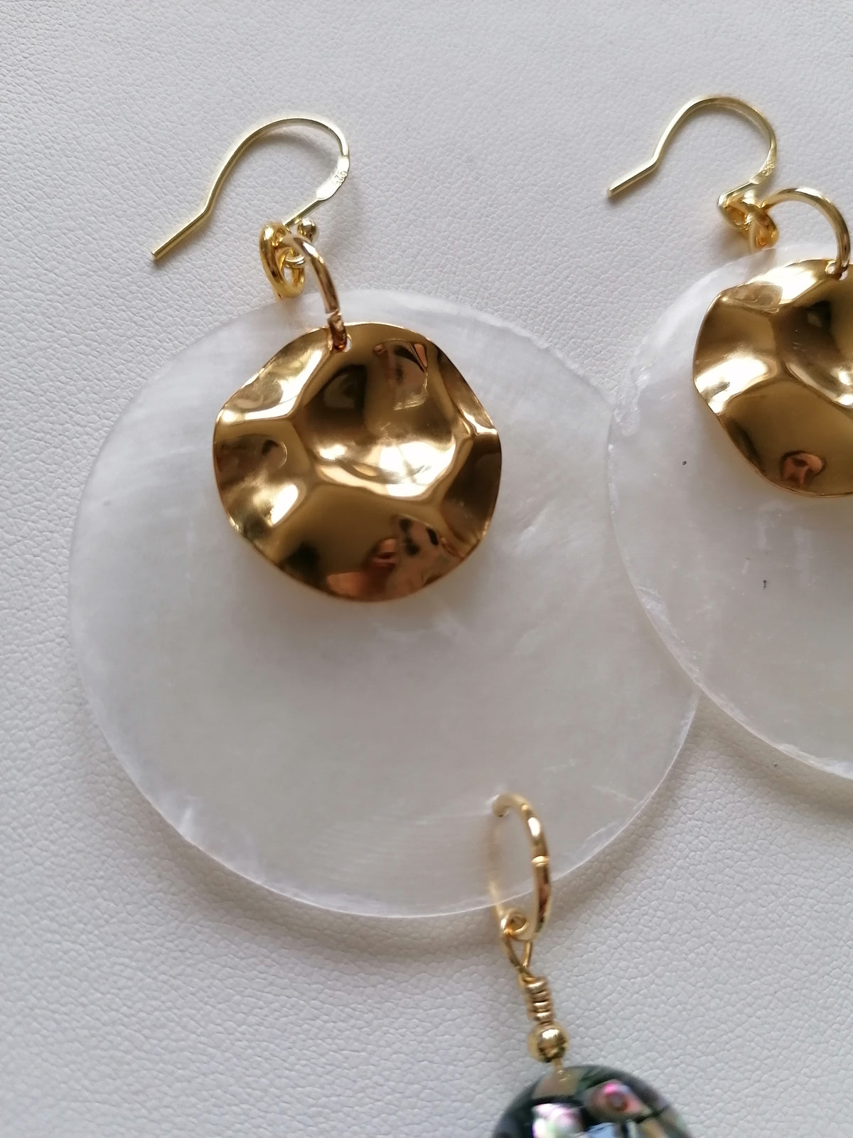 Capiz Shell & Abalone Mosaic Ball Statement Earrings – 24ct Gold Vermeil & 925 Sterling Silver