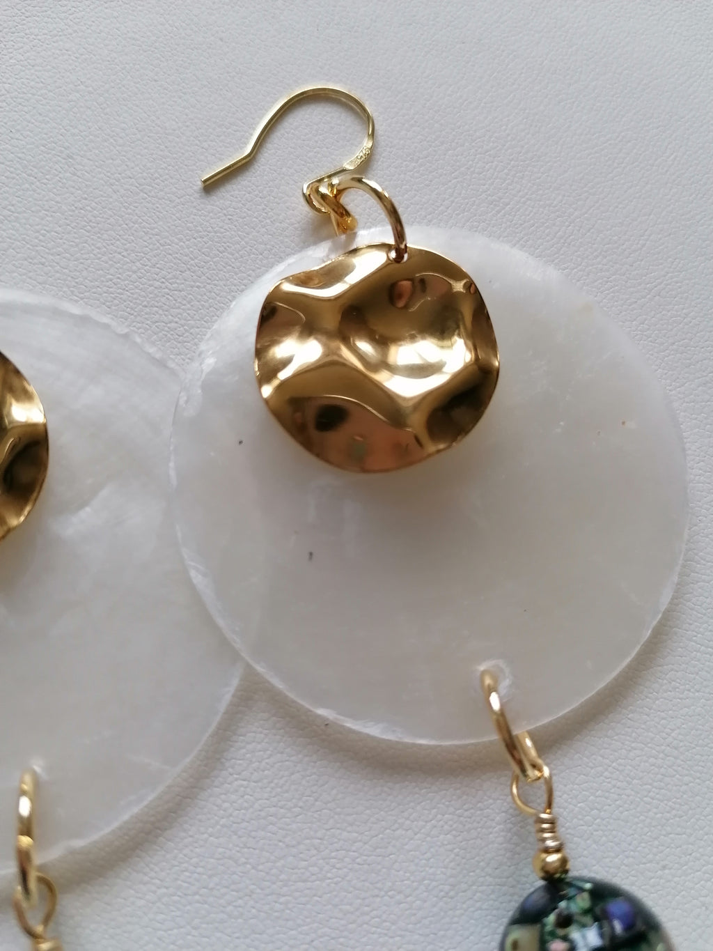 Capiz Shell & Abalone Mosaic Ball Statement Earrings – 24ct Gold Vermeil & 925 Sterling Silver