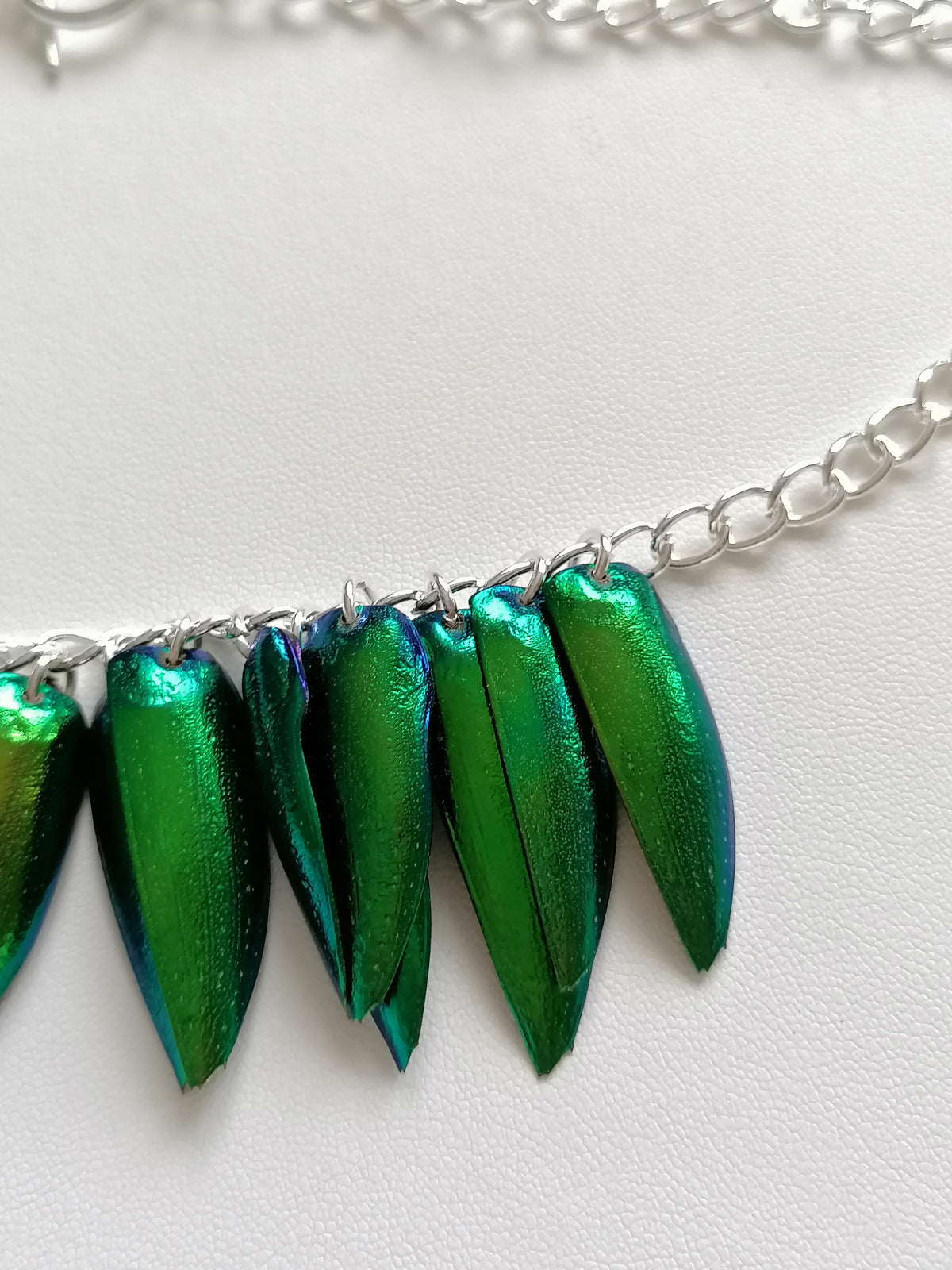 Jewel Beetle Wing Necklace – Ethically Sourced, Silver Plated