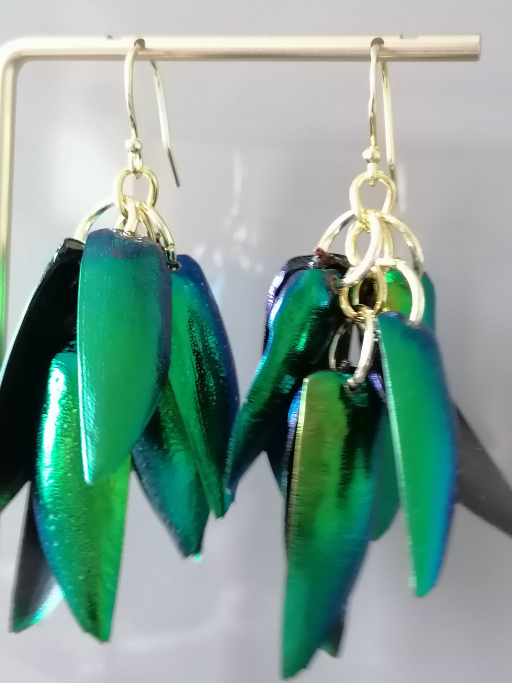 Jewel Beetle Wing Earrings – 24ct Gold Vermeil & 925 Sterling Silver