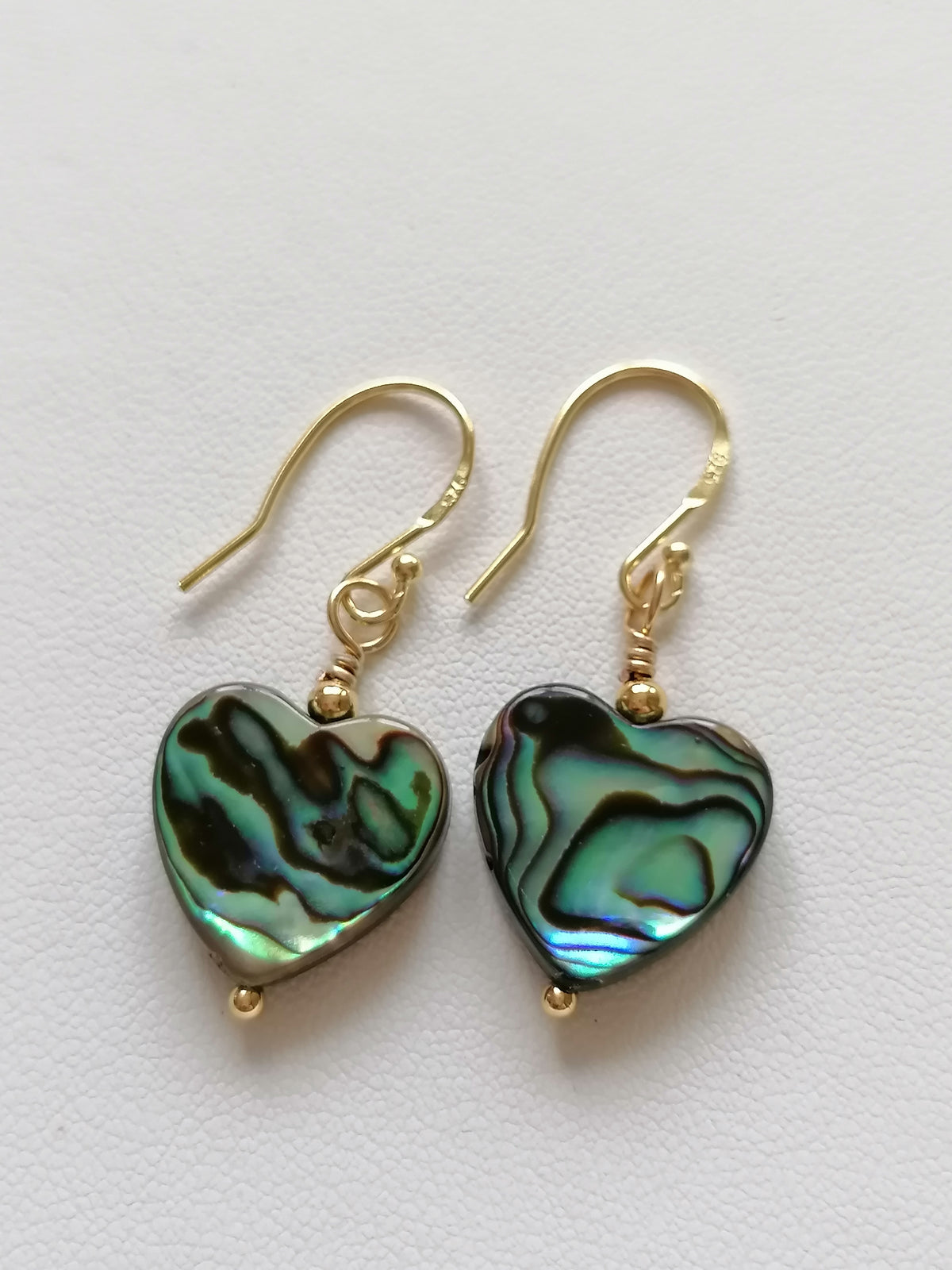 Abalone Shell Heart Earrings – 24ct Gold Vermeil & 925 Sterling Silver