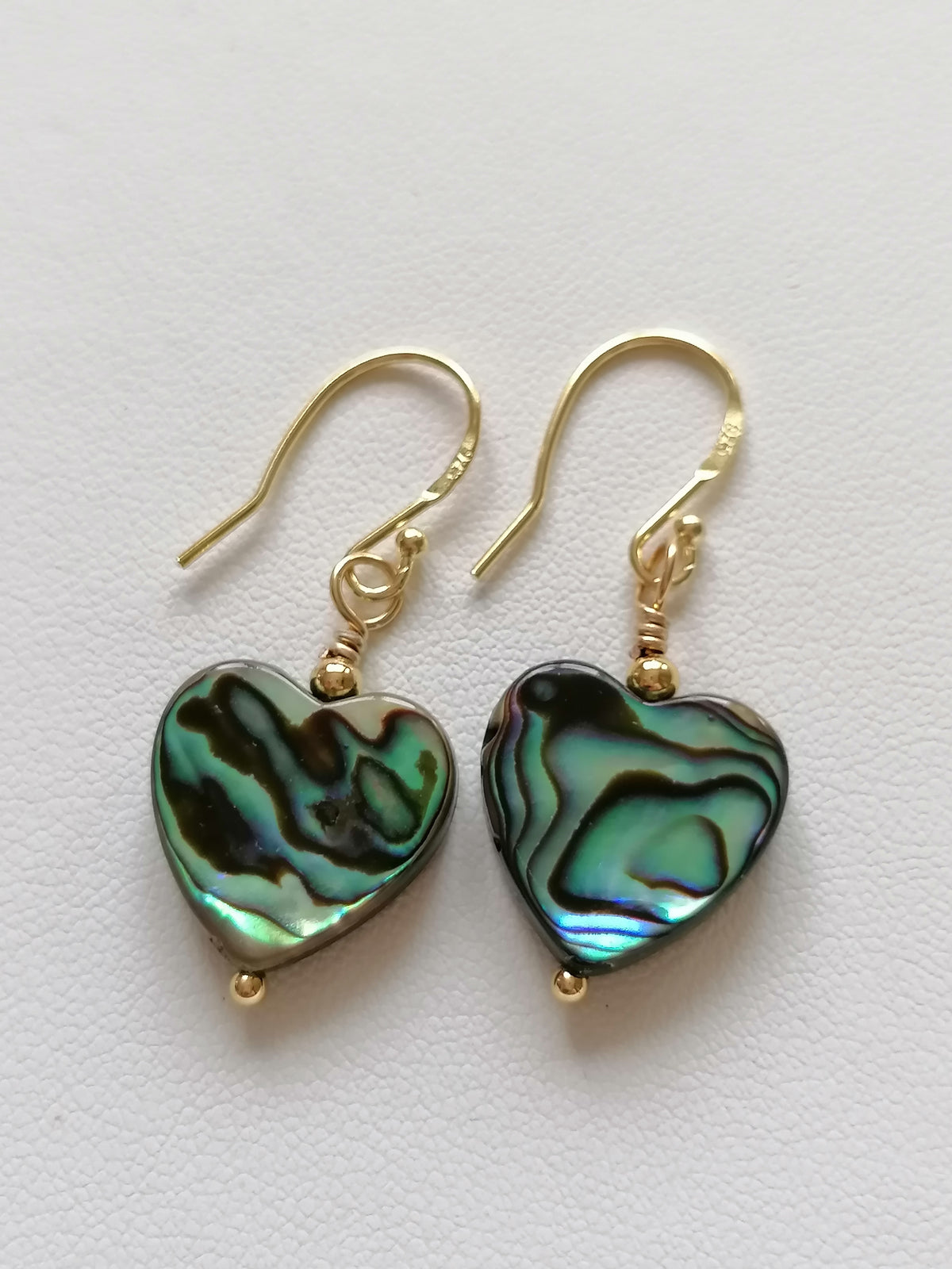 Abalone Shell Heart Earrings – 24ct Gold Vermeil & 925 Sterling Silver