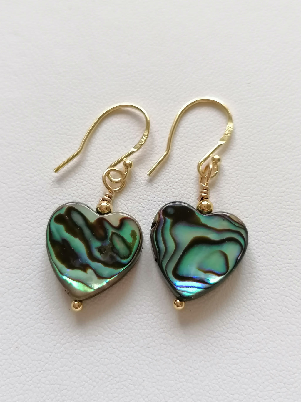Abalone Shell Heart Earrings – 24ct Gold Vermeil & 925 Sterling Silver