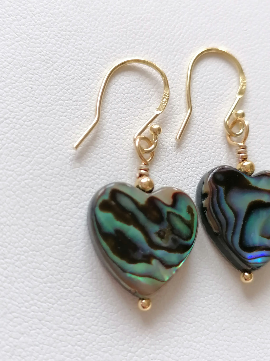 Abalone Shell Heart Earrings – 24ct Gold Vermeil & 925 Sterling Silver