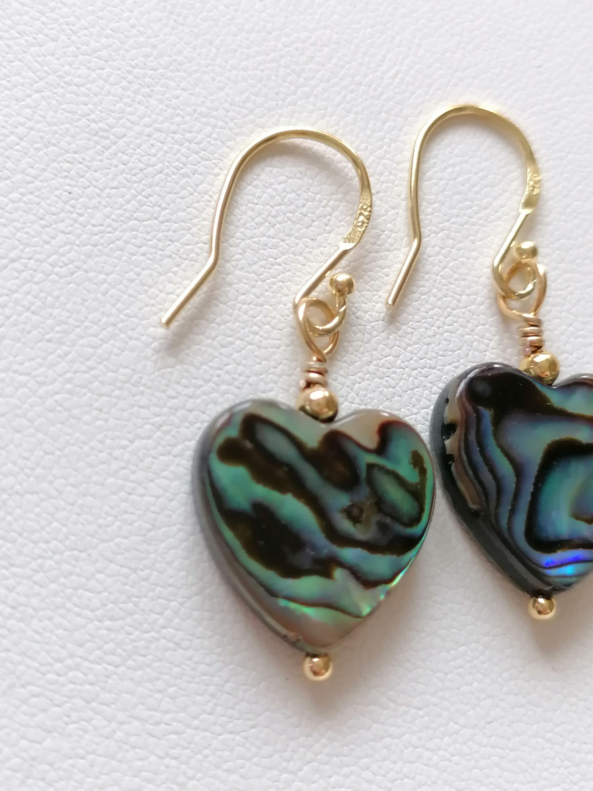Abalone Shell Heart Earrings – 24ct Gold Vermeil & 925 Sterling Silver