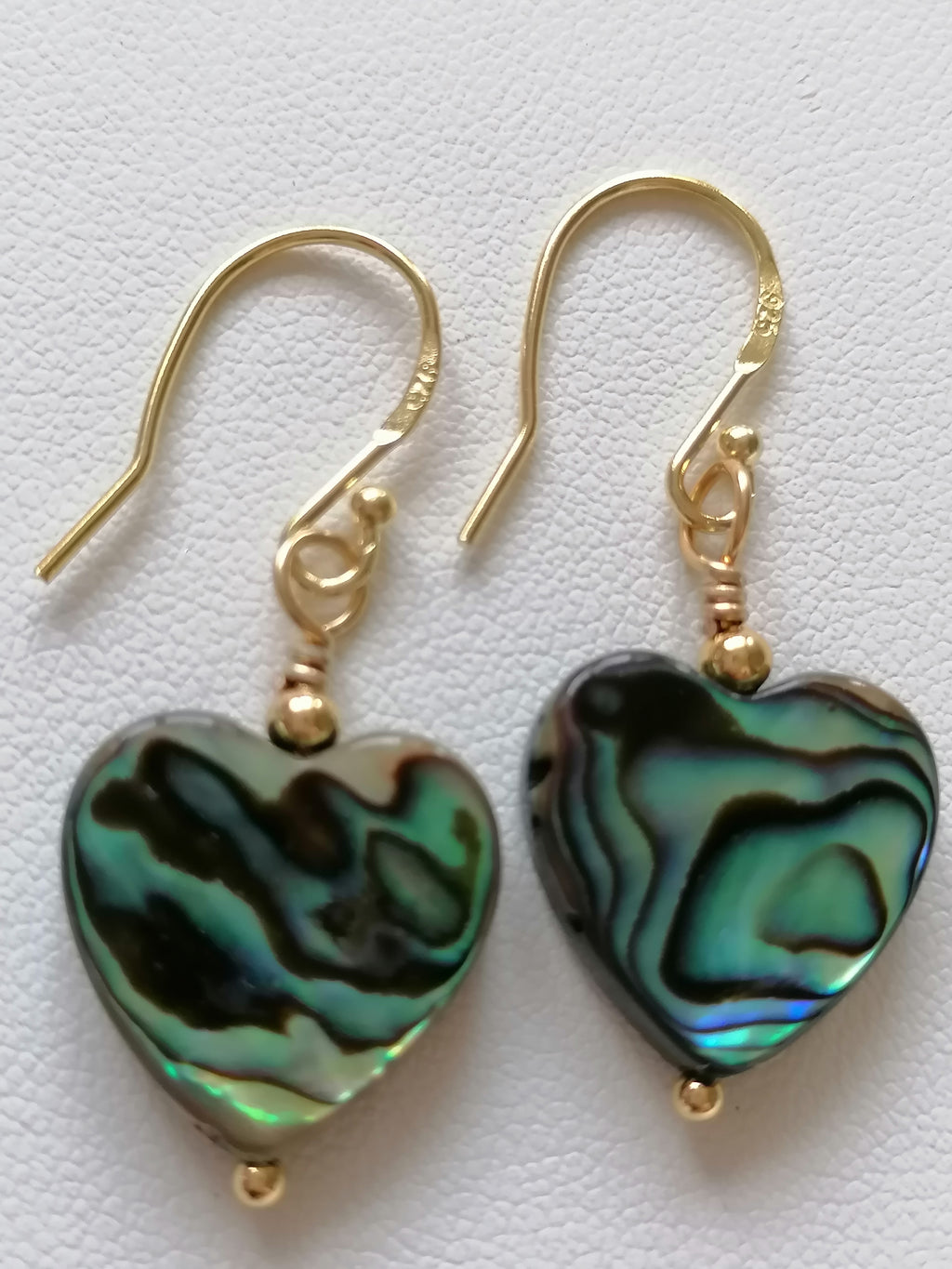 Abalone Shell Heart Earrings – 24ct Gold Vermeil & 925 Sterling Silver