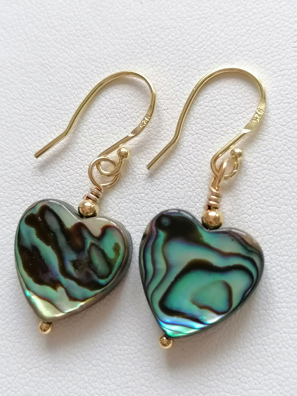 Abalone Shell Heart Earrings – 24ct Gold Vermeil & 925 Sterling Silver