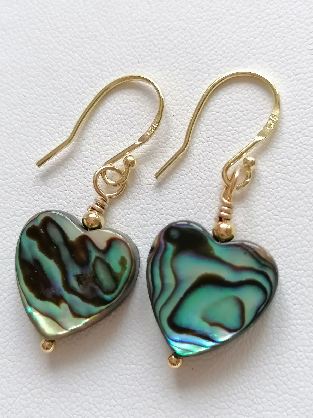 Abalone Shell Heart Earrings – 24ct Gold Vermeil & 925 Sterling Silver