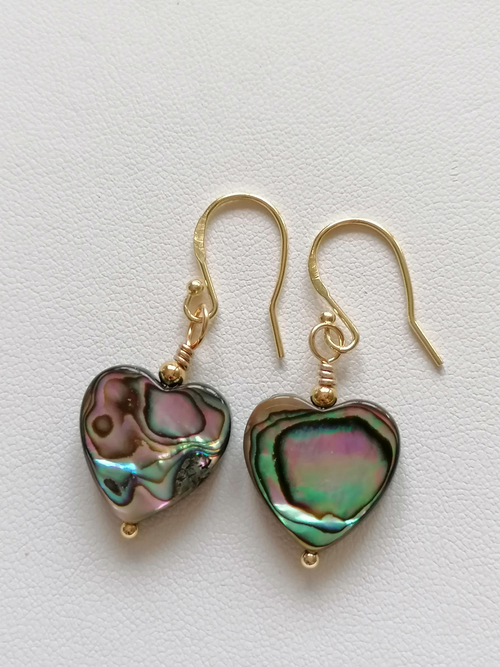 Abalone Shell Heart Earrings – 24ct Gold Vermeil & 925 Sterling Silver