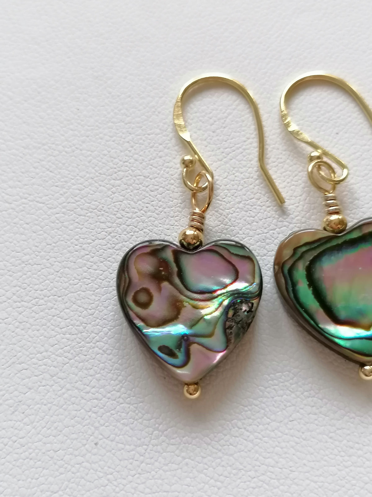 Abalone Shell Heart Earrings – 24ct Gold Vermeil & 925 Sterling Silver