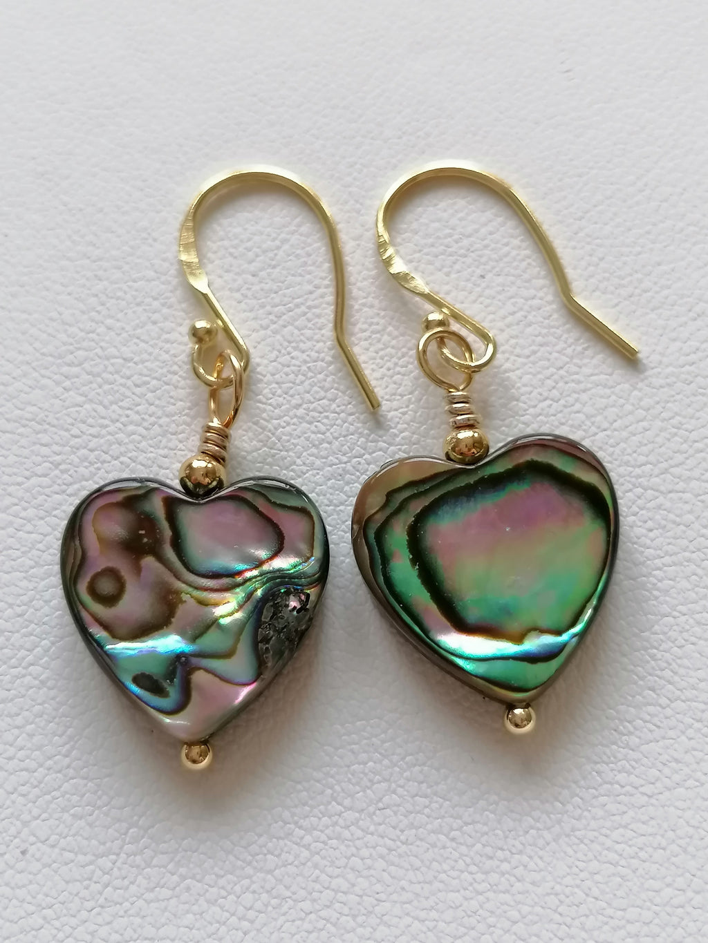 Abalone Shell Heart Earrings – 24ct Gold Vermeil & 925 Sterling Silver