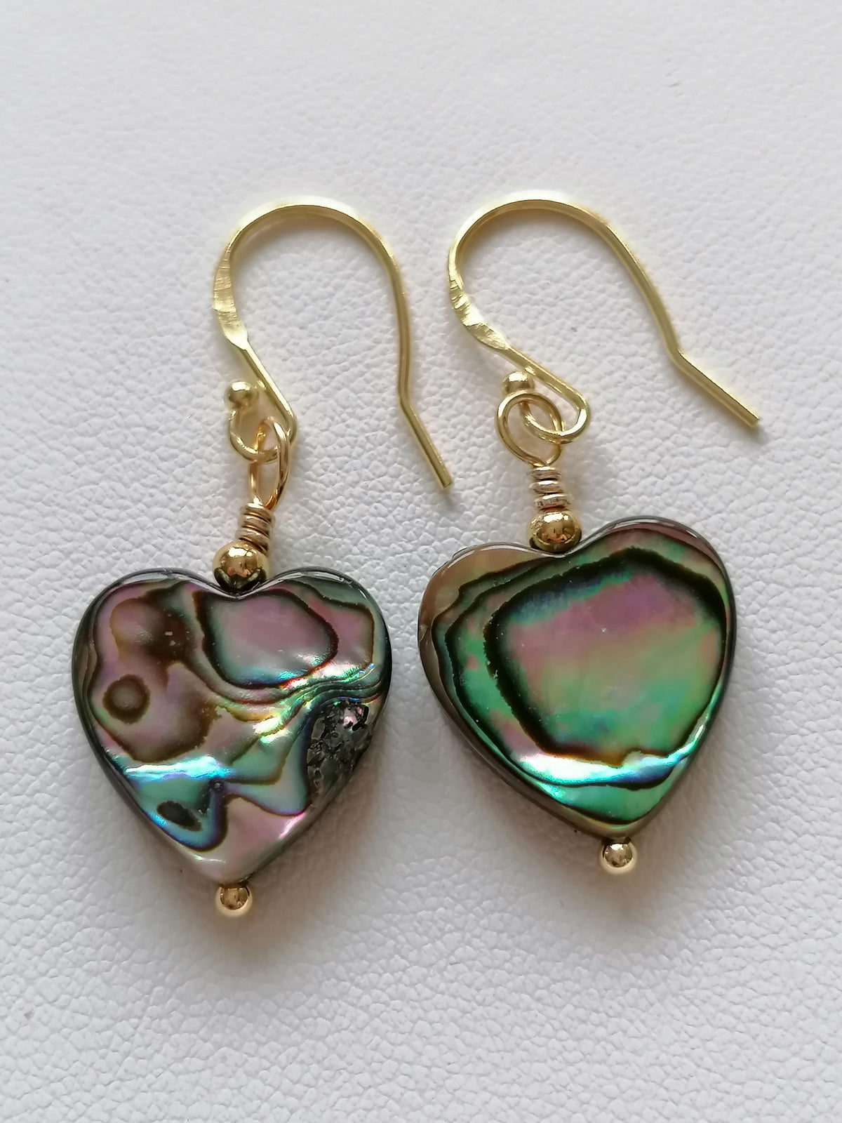Abalone Shell Heart Earrings – 24ct Gold Vermeil & 925 Sterling Silver