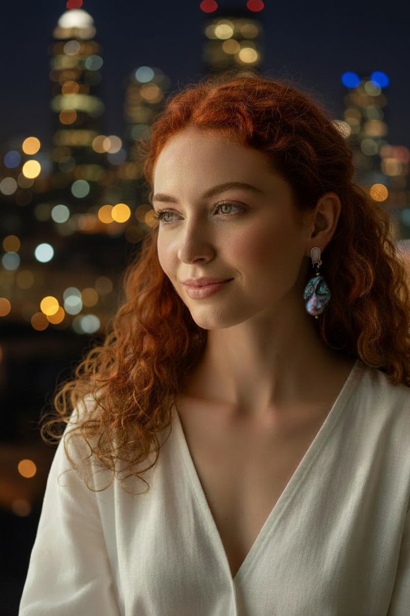 Baroque Peacock Pearl Earrings - Night City