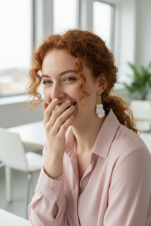 Baroque Pearl Earrings - Office Setting