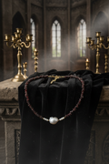 Garnet & Pearl Necklace Gothic Castle Scene