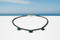 Black Tourmaline and Zambian Emerald Gemstone Necklace with gold plated lobster clasp