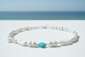 925 Sterling Silver Mixed Cultured Freshwater Pearl Choker with Aqua Chalcedony & Russian Amazonite