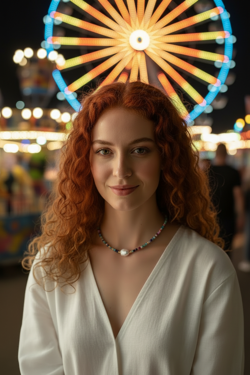 Multicolour Gemstone Necklace - Fairground Night V-neck