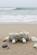 Pearl and Gemstone Earrings Beach Scene