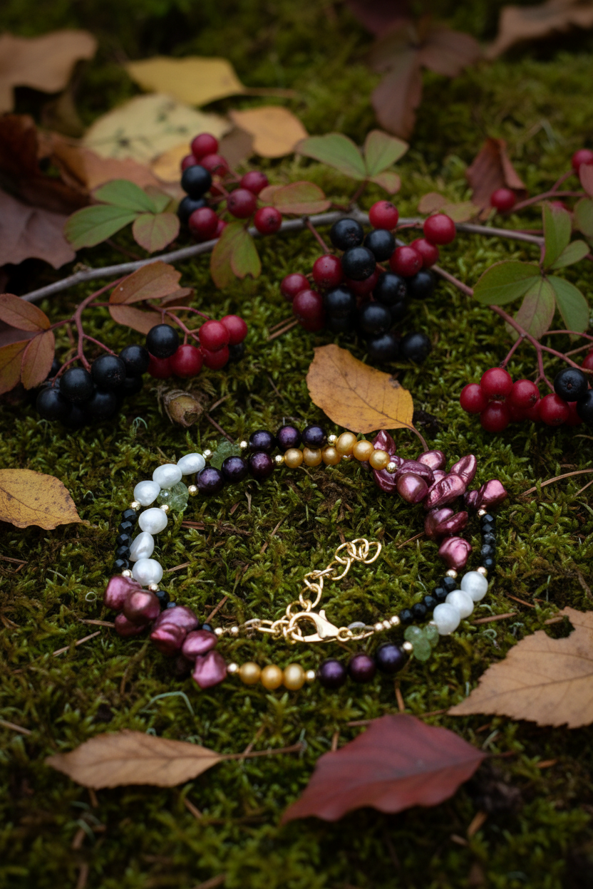 Pearl Necklace Berry Forest Floor Scene