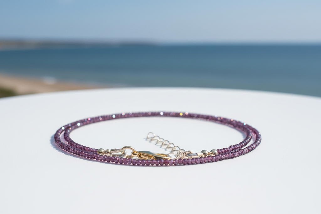 Purple Crystal Necklace with Blue Sky Horizon