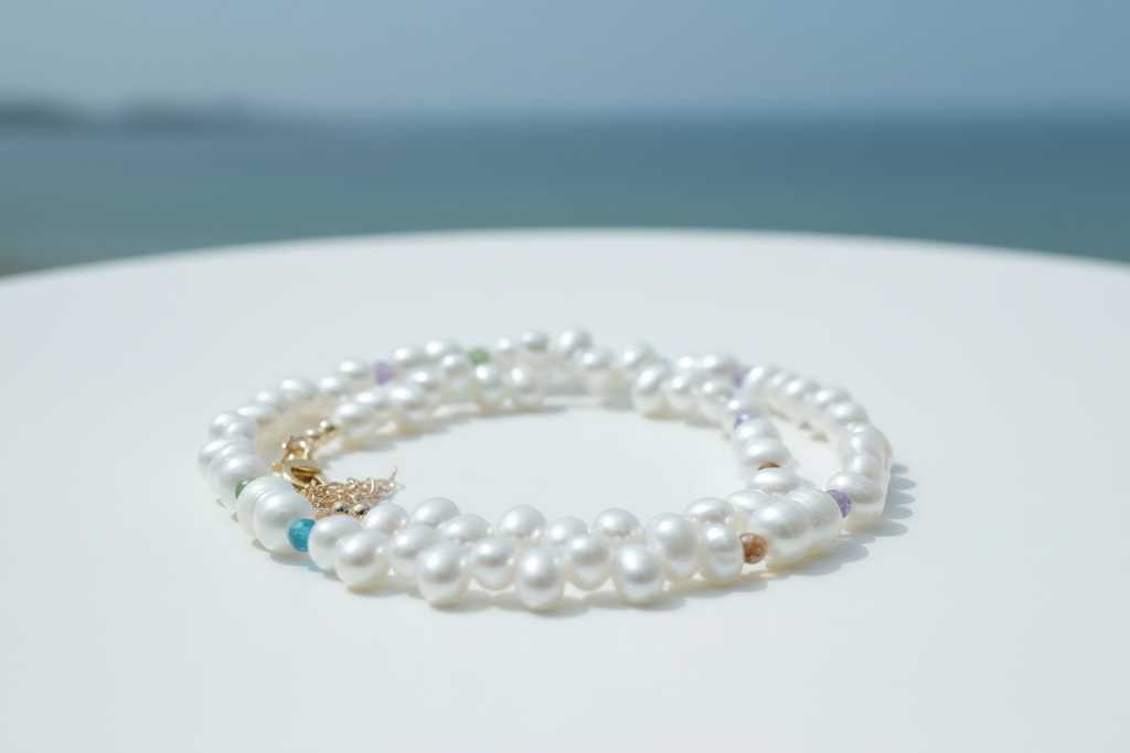 White Pearl & Gemstone Necklace